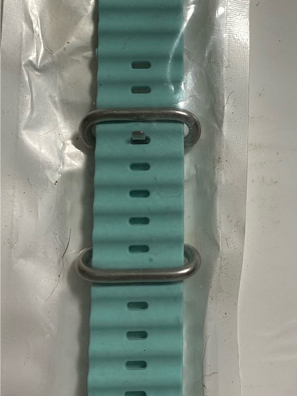 Turquoise Silicone Watch Strap with Silver Hardware